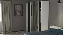 Guardaroba 2 ante Taxus, 61x182 h220 cm, Bianco e Nero<Dmora Online