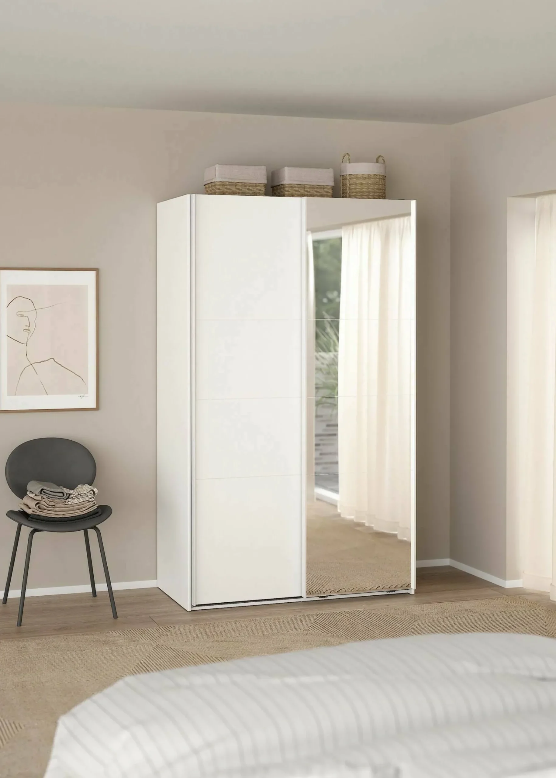Guardaroba 2 ante Teheran, 65x119 h200 cm, Bianco e Trasparente<Dmora Best
