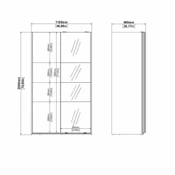 Guardaroba 2 ante Teheran, 65x119 h200 cm, Bianco e Trasparente<Dmora Best