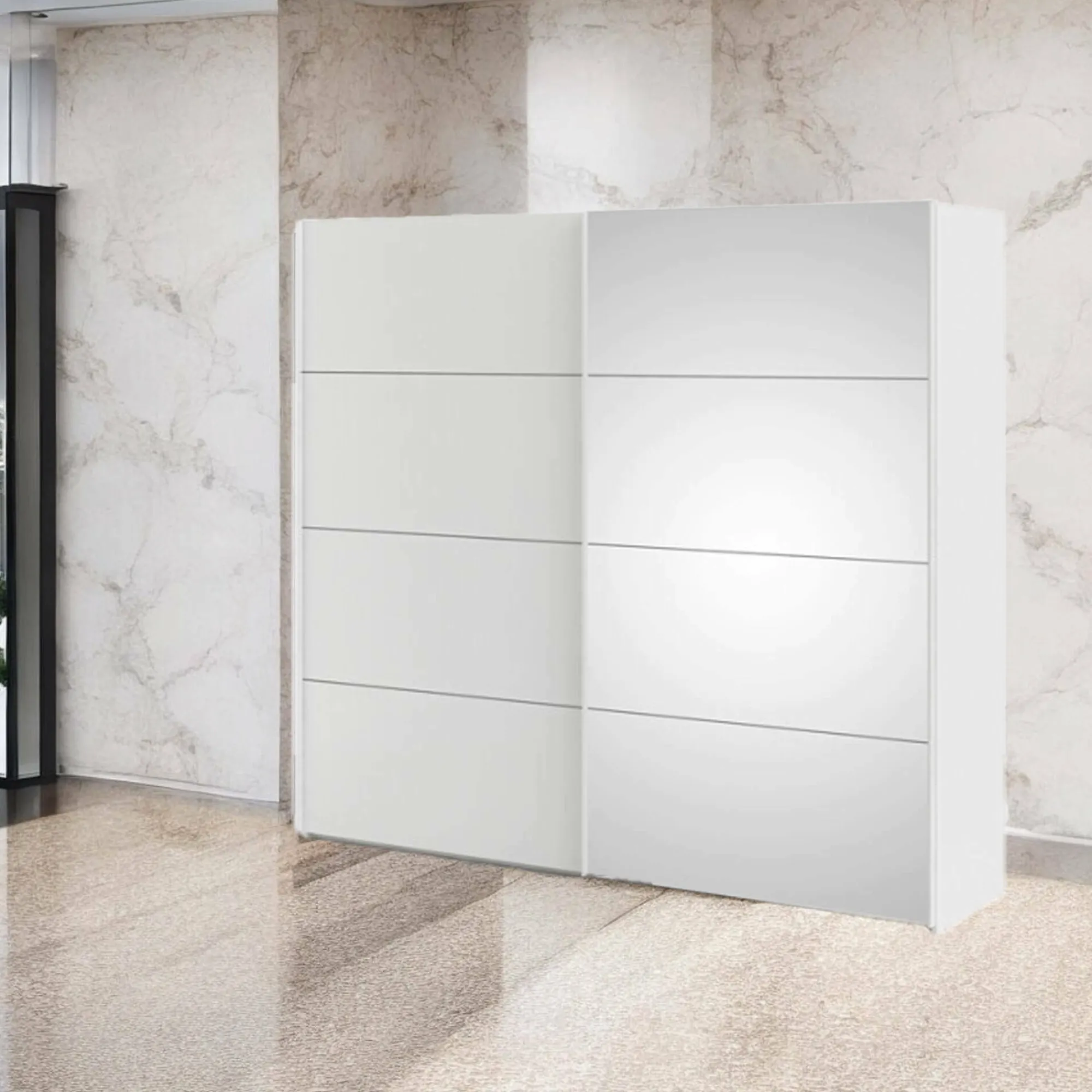 Guardaroba 2 ante Tobie, 61x243 h220 cm, Bianco<Dmora Discount