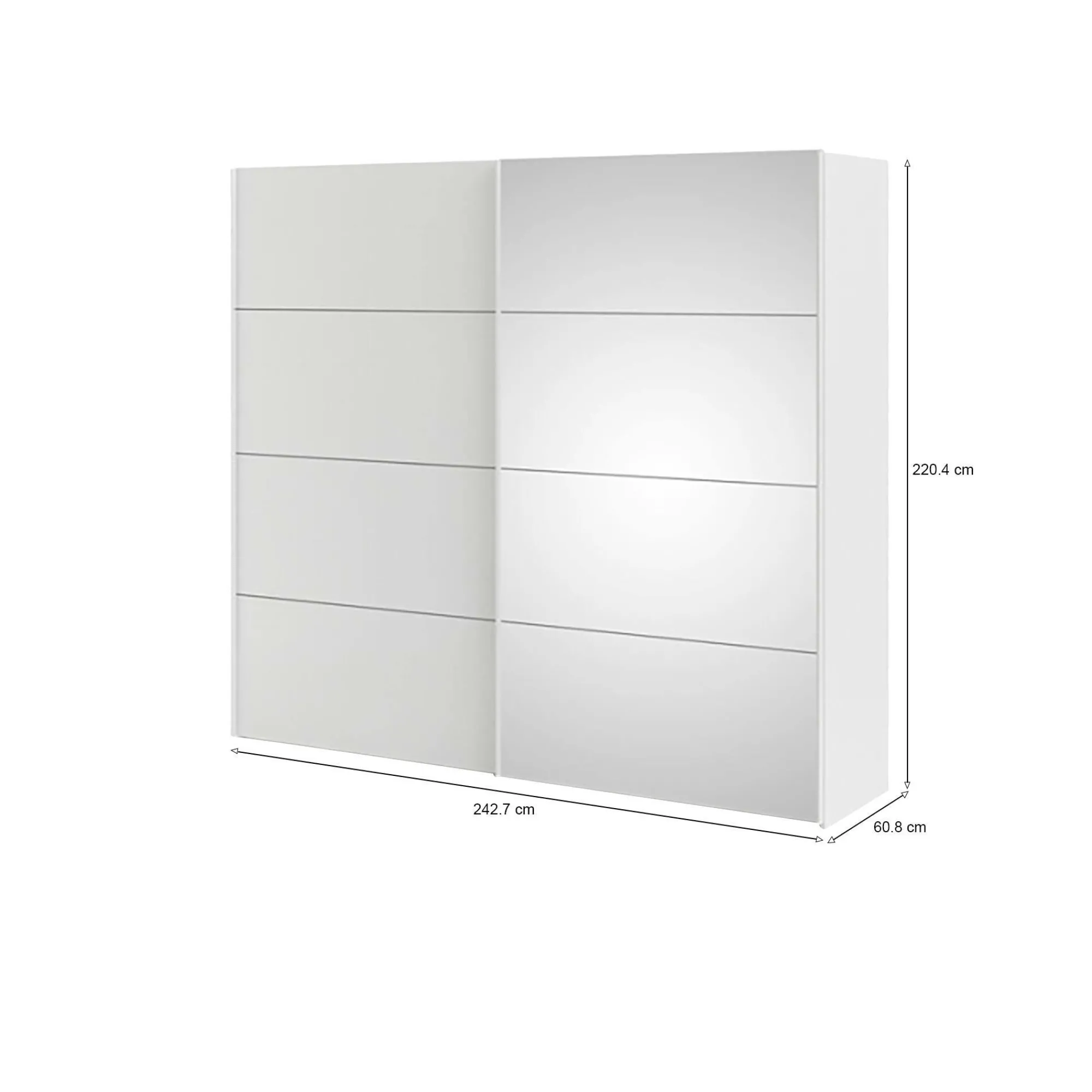 Guardaroba 2 ante Tobie, 61x243 h220 cm, Bianco<Dmora Discount