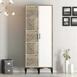 Guardaroba 2 ante Weng, 80x201h48 cm, Noce e Bianco<Dmora New