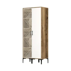 Guardaroba 2 ante Weng, 80x201h48 cm, Noce e Bianco<Dmora New