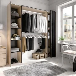 Guardaroba Acron, 180x50h205 cm, Rovere e Grigio<Dmora Hot