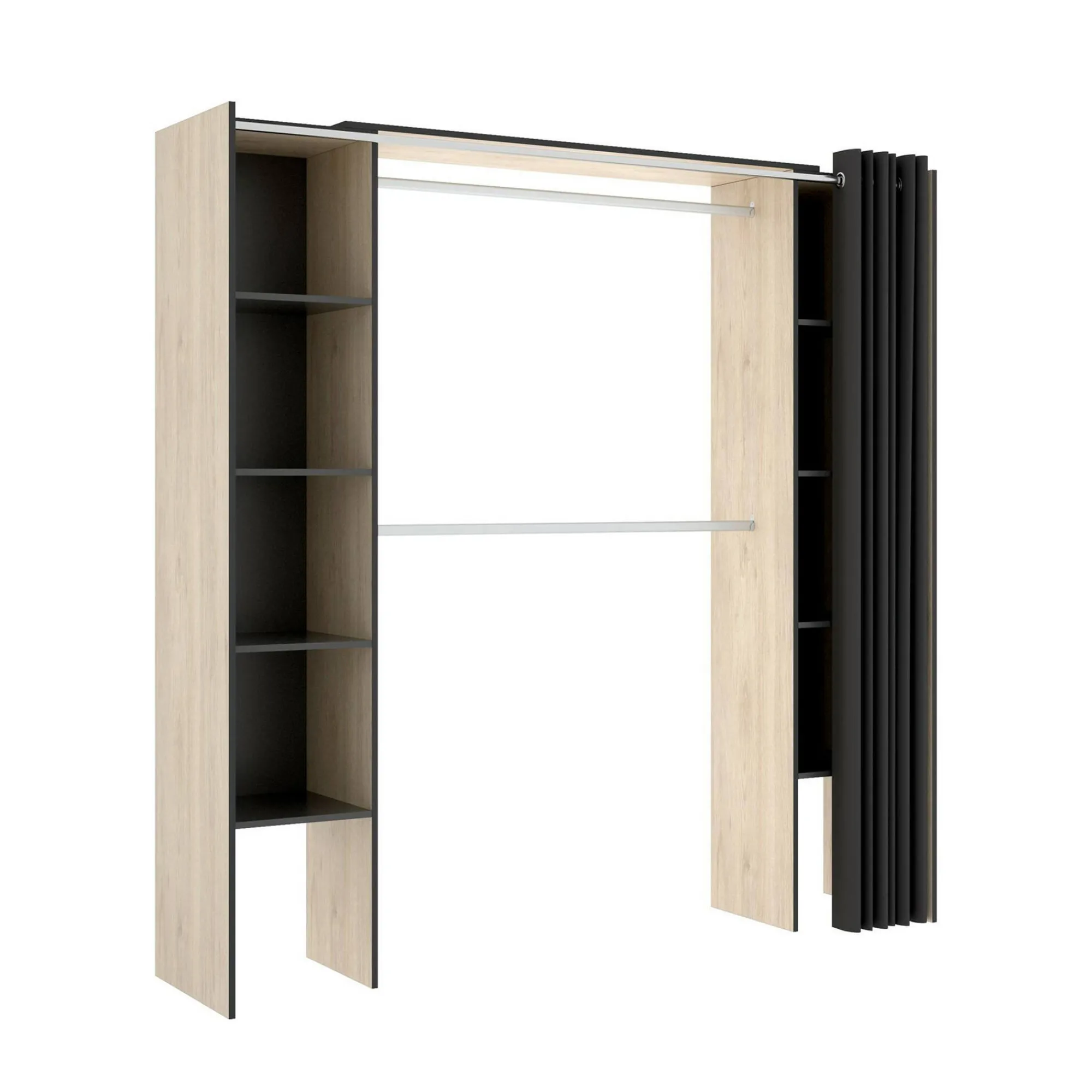 Guardaroba Acron, 180x50h205 cm, Rovere e Grigio<Dmora Hot