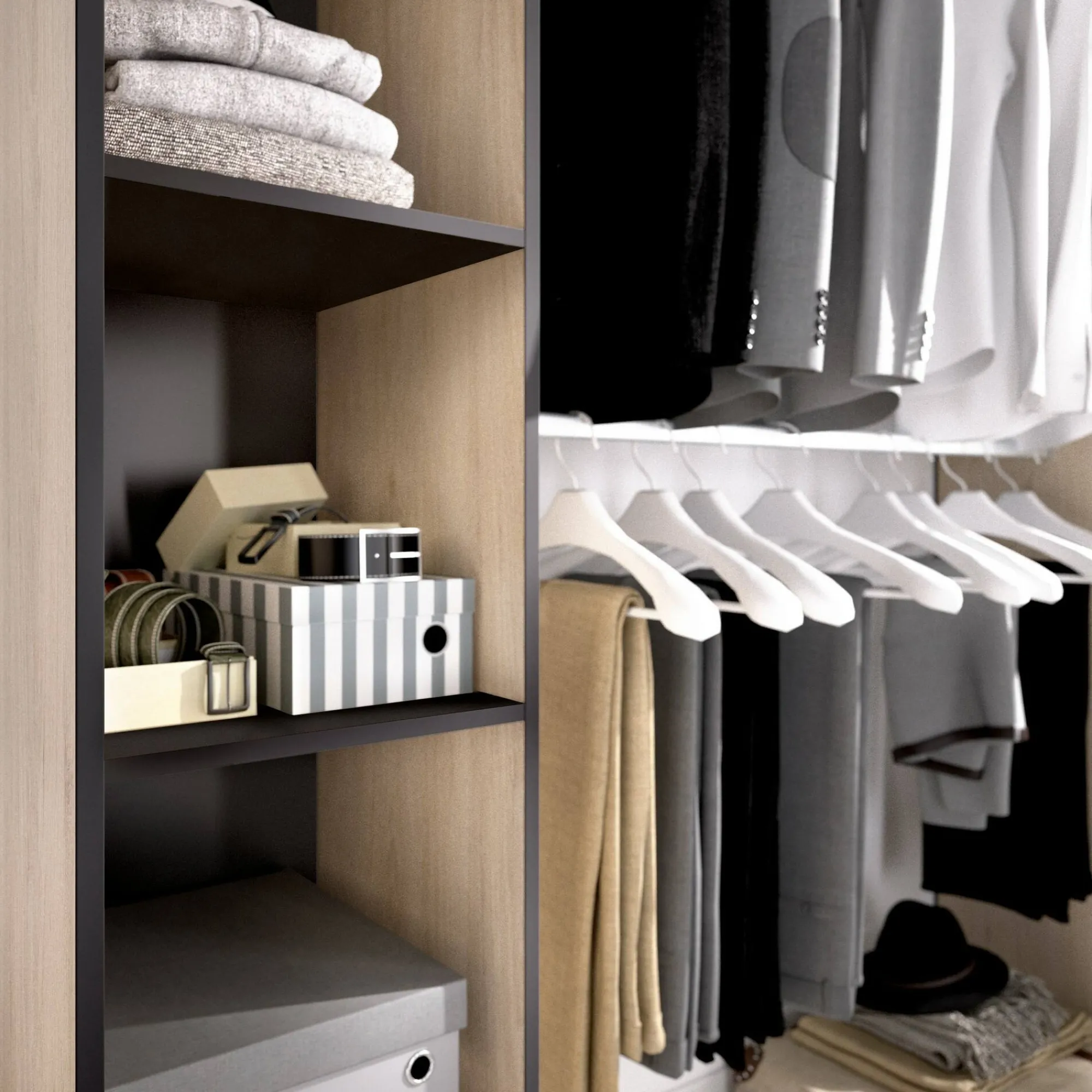 Guardaroba Acron, 180x50h205 cm, Rovere e Grigio<Dmora Hot
