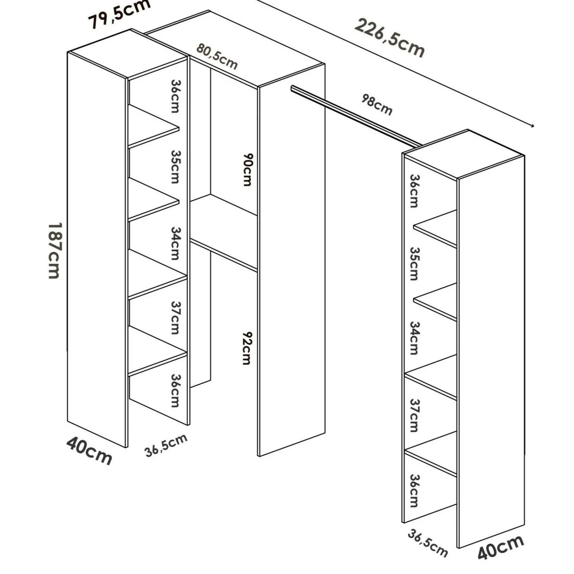 Guardaroba Alexois, 226x79h186 cm,<Dmora Shop