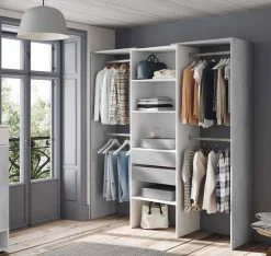 Guardaroba Amico, 179x50h202 cm, Bianco e Cemento<Dmora Clearance