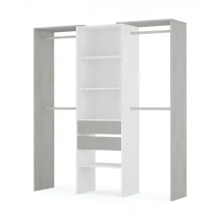 Guardaroba Amico, 179x50h202 cm, Bianco e Cemento<Dmora Clearance