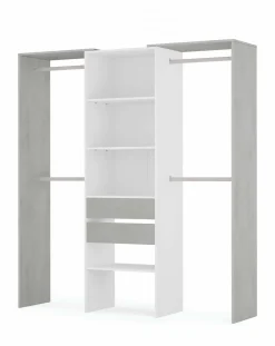Guardaroba Amico, 179x50h202 cm, Bianco e Cemento<Dmora Clearance