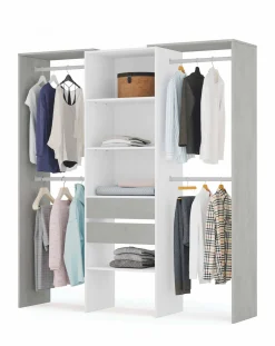 Guardaroba Amico, 179x50h202 cm, Bianco e Cemento<Dmora Clearance