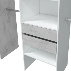 Guardaroba Amico, 179x50h202 cm, Bianco e Cemento<Dmora Clearance