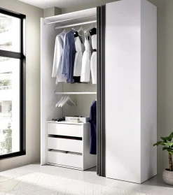 Guardaroba Annuck, 141x52h205 cm, Bianco e Antracite<Dmora Shop