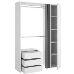 Guardaroba Annuck, 141x52h205 cm, Bianco e Antracite<Dmora Shop