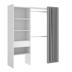 Guardaroba Arim, 160x50h205 cm, Bianco e Grigio<Dmora Cheap