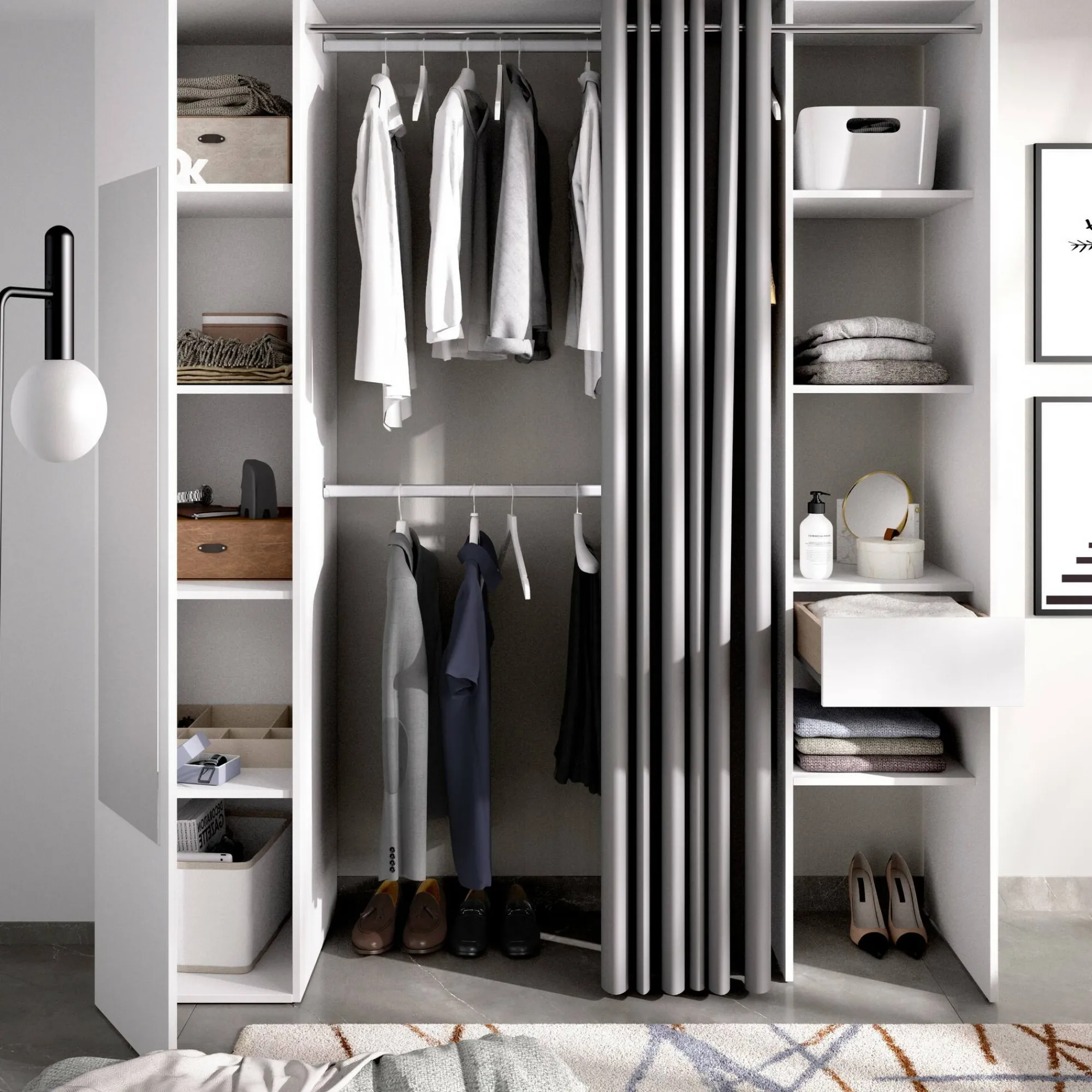 Guardaroba Aru, 177x52h205 cm, Bianco e Antracite<Dmora Cheap