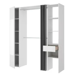 Guardaroba Aru, 177x52h205 cm, Bianco e Antracite<Dmora Cheap