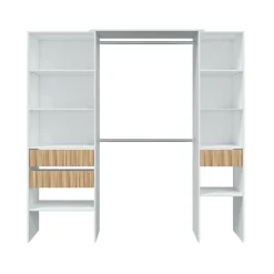 Guardaroba Ary, 196x40h187 cm, Bianco e Rovere<Dmora Discount