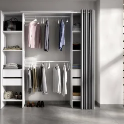 Guardaroba Era, 180x50h205 cm, Bianco e Grigio<Dmora Best Sale