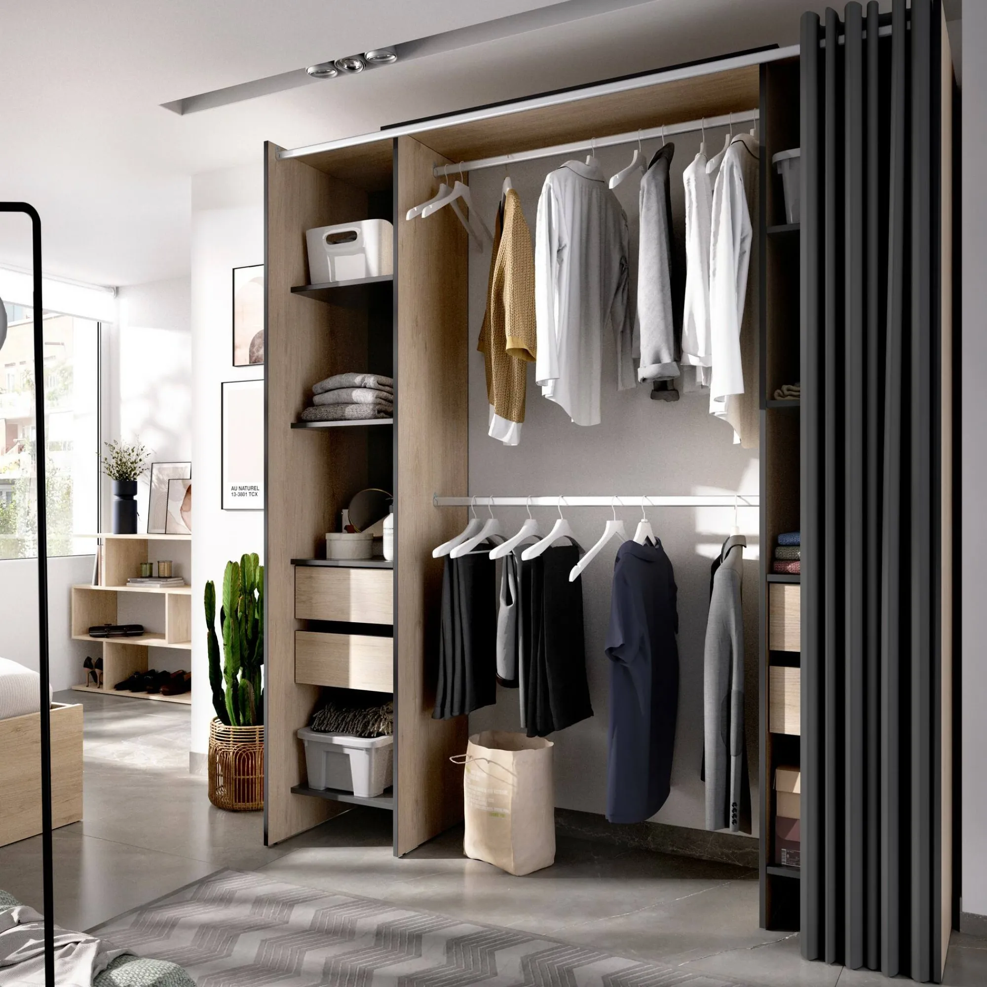 Guardaroba Era, 180x50h205 cm, Rovere e Antracite<Dmora Fashion