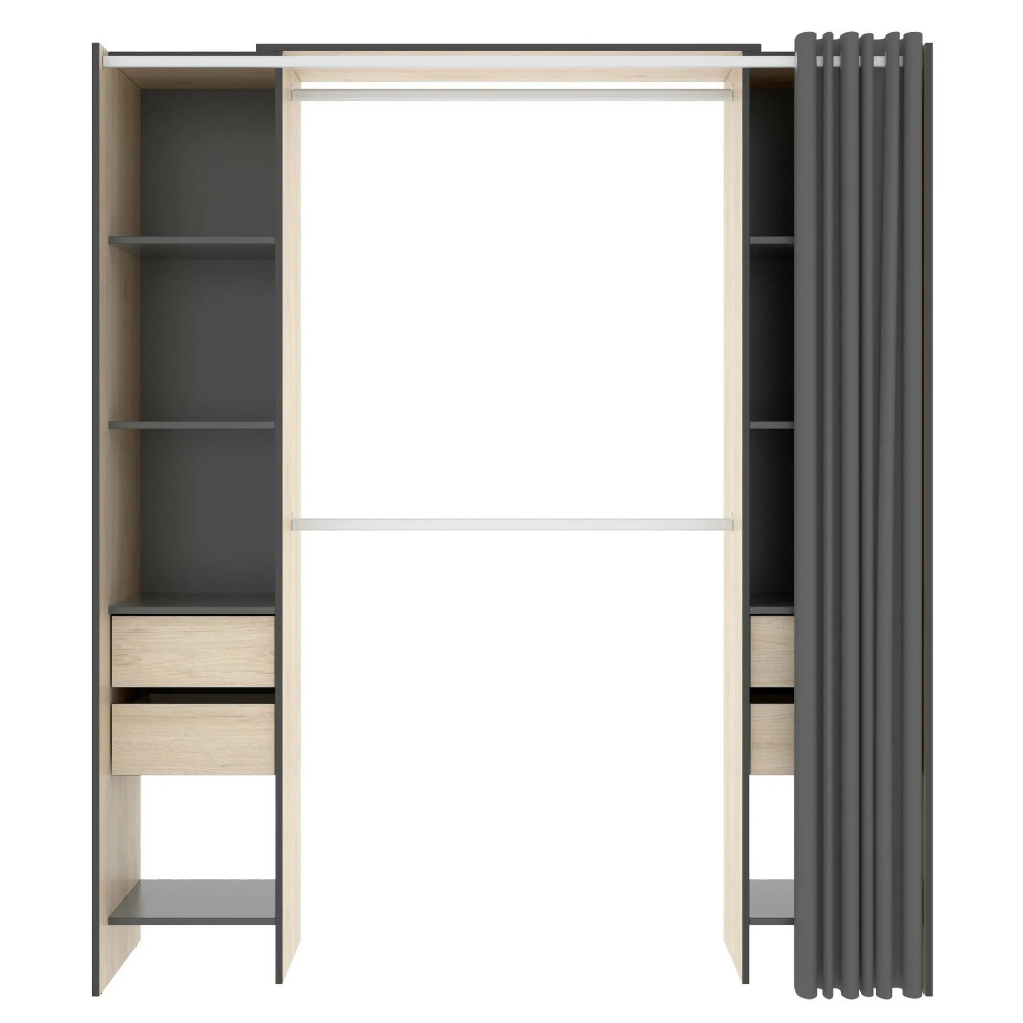 Guardaroba Era, 180x50h205 cm, Rovere e Antracite<Dmora Fashion
