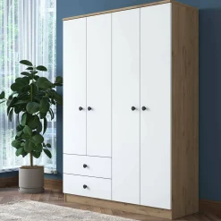 Guardaroba grande Acanto, 120x43 h170 cm, Noce e Bianco<Dmora Best