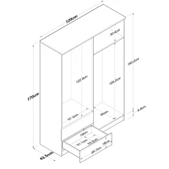 Guardaroba grande Acanto, 120x43 h170 cm, Noce e Bianco<Dmora Best