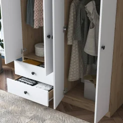 Guardaroba grande Acanto, 120x43 h170 cm, Noce e Bianco<Dmora Best