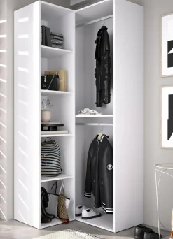 Guardaroba grande Anzino, 85x85 h205 cm, Bianco e Rovere<Dmora Best