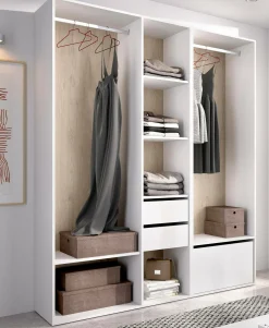 Guardaroba grande Dhorsche, 158x45 h205 cm, Bianco e Rovere<Dmora Online
