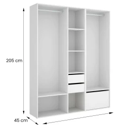 Guardaroba grande Dhorsche, 158x45 h205 cm, Bianco e Rovere<Dmora Online