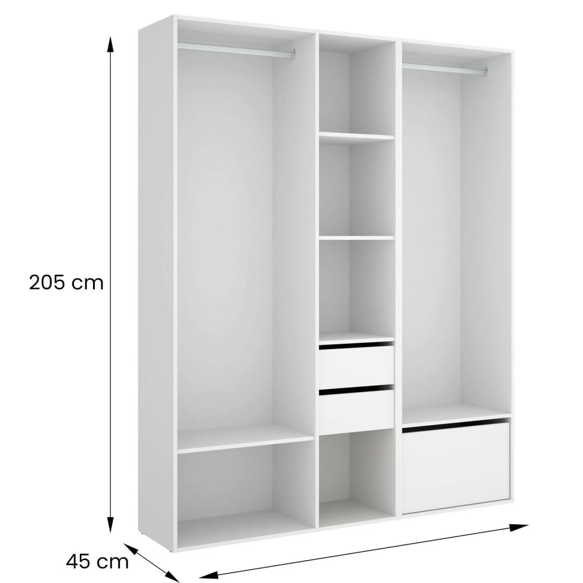 Guardaroba grande Dhorsche, 158x45 h205 cm, Bianco e Rovere<Dmora Online