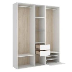Guardaroba grande Dhorsche, 158x45 h205 cm, Bianco e Rovere<Dmora Online