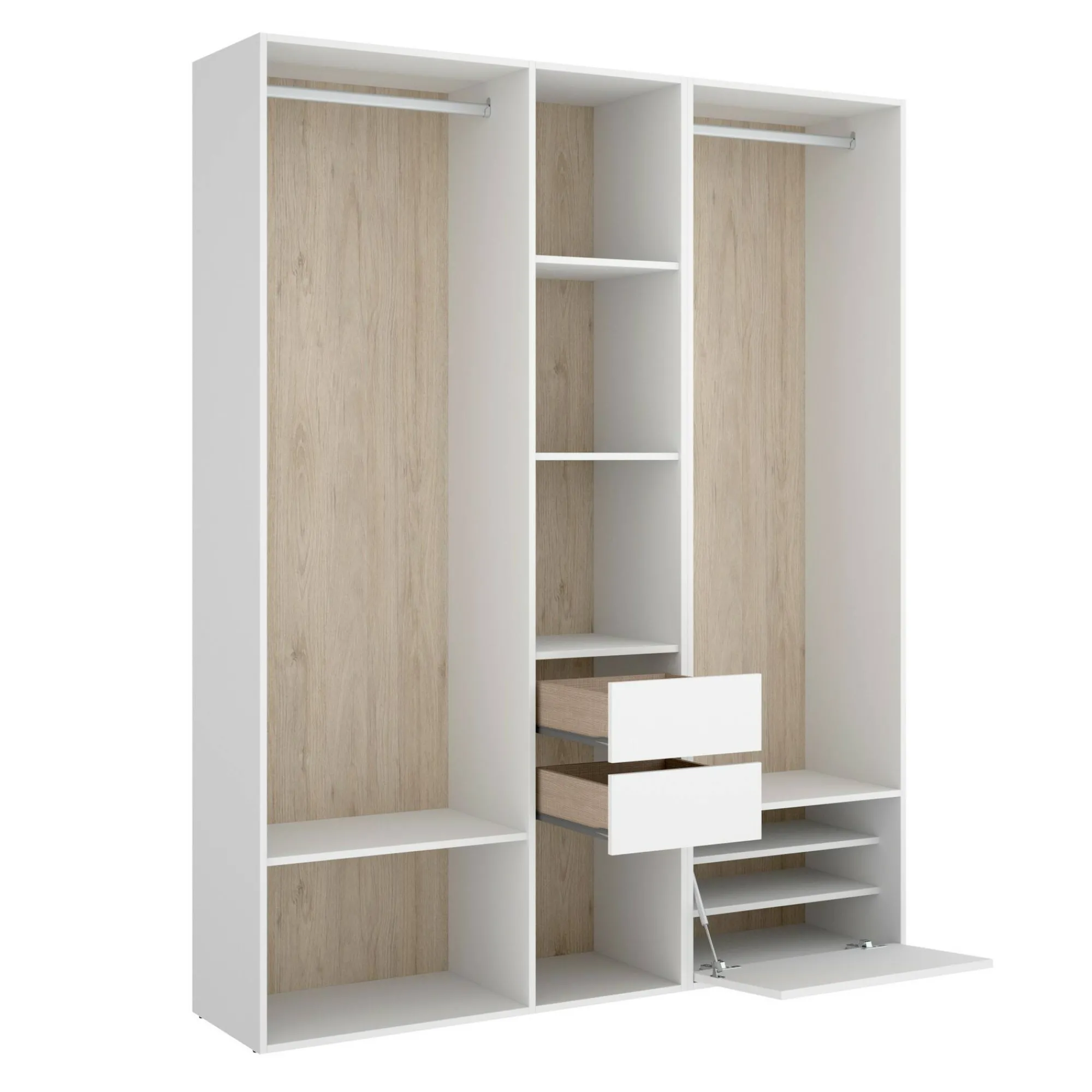 Guardaroba grande Dhorsche, 158x45 h205 cm, Bianco e Rovere<Dmora Online