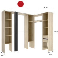Guardaroba grande Dindo, 234x141 h205 cm,<Dmora Best
