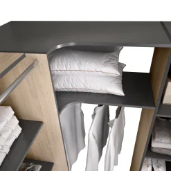Guardaroba grande Dindo, 234x141 h205 cm, Antracite e Rovere<Dmora Outlet