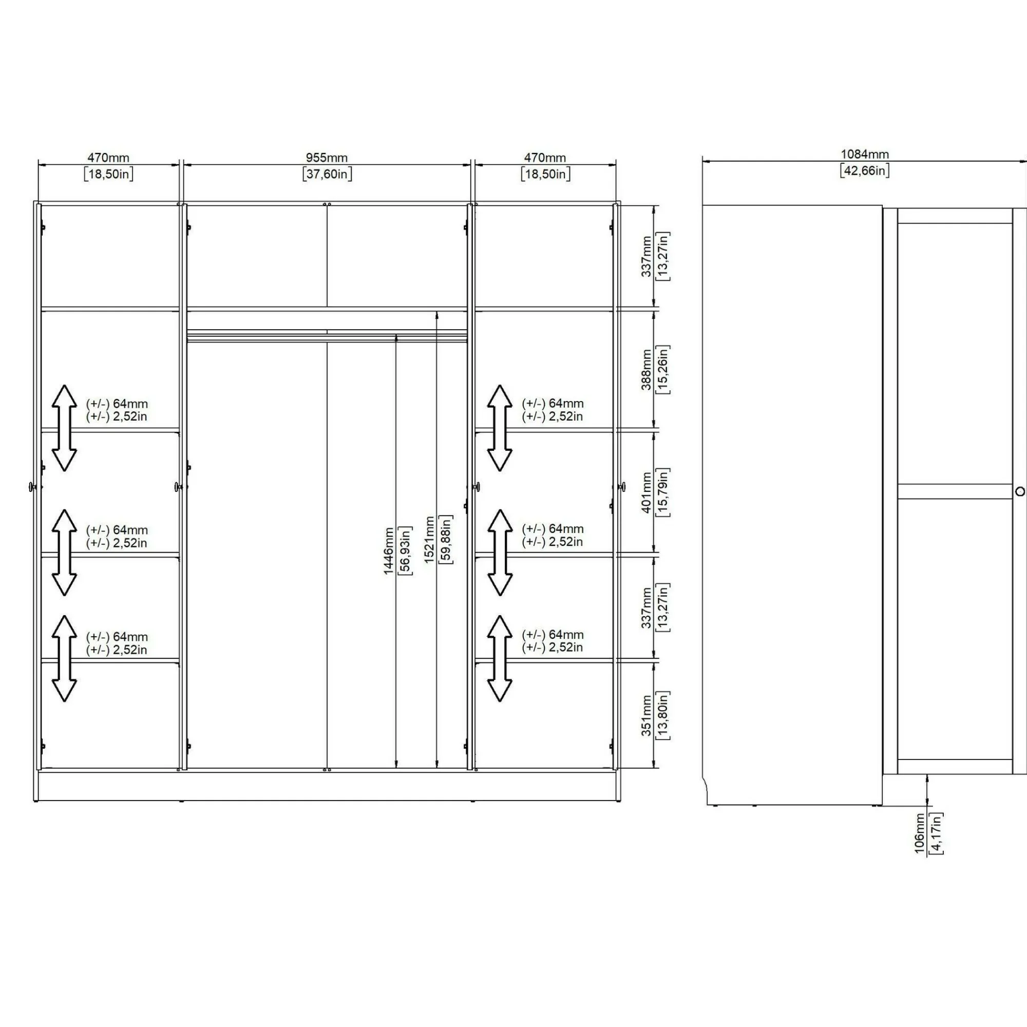 Guardaroba grande Dserr, 62x196 h200 cm,<Dmora Hot