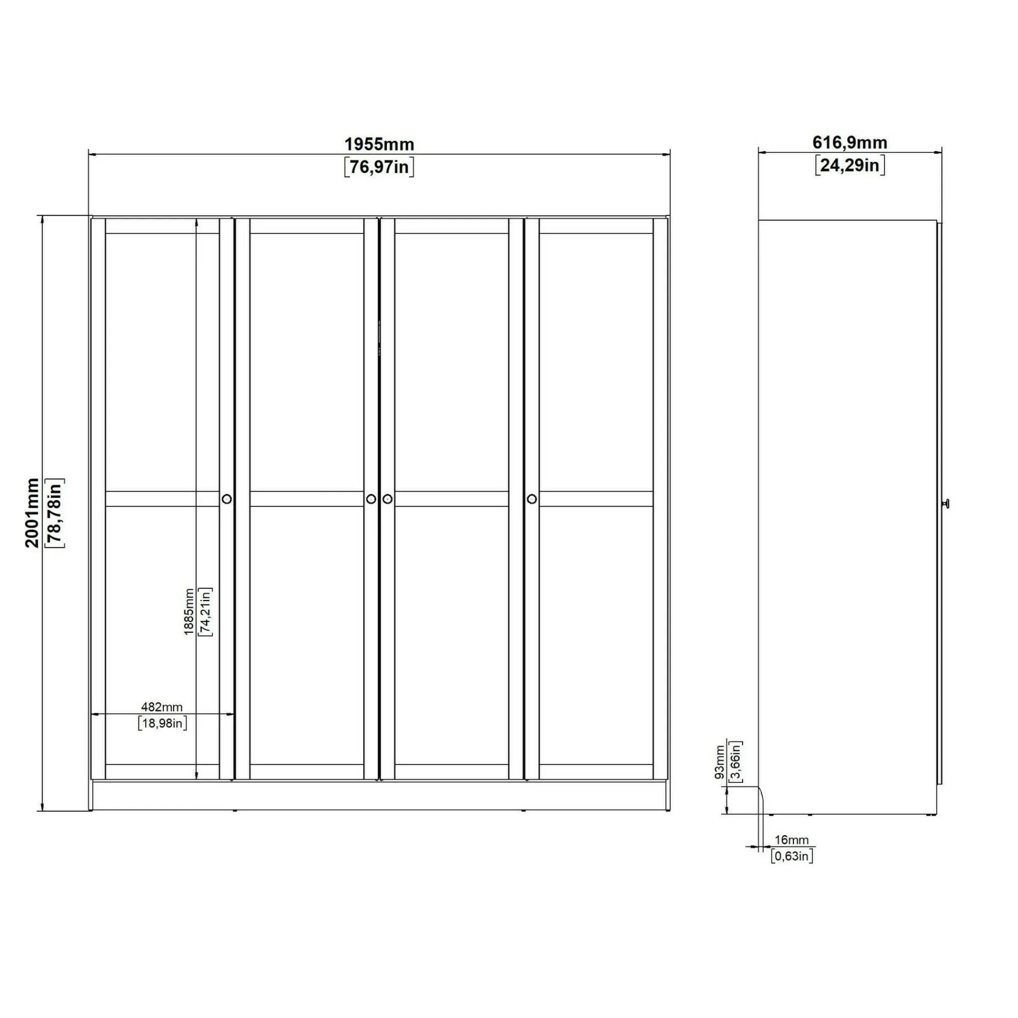 Guardaroba grande Dserr, 62x196 h200 cm,<Dmora Hot