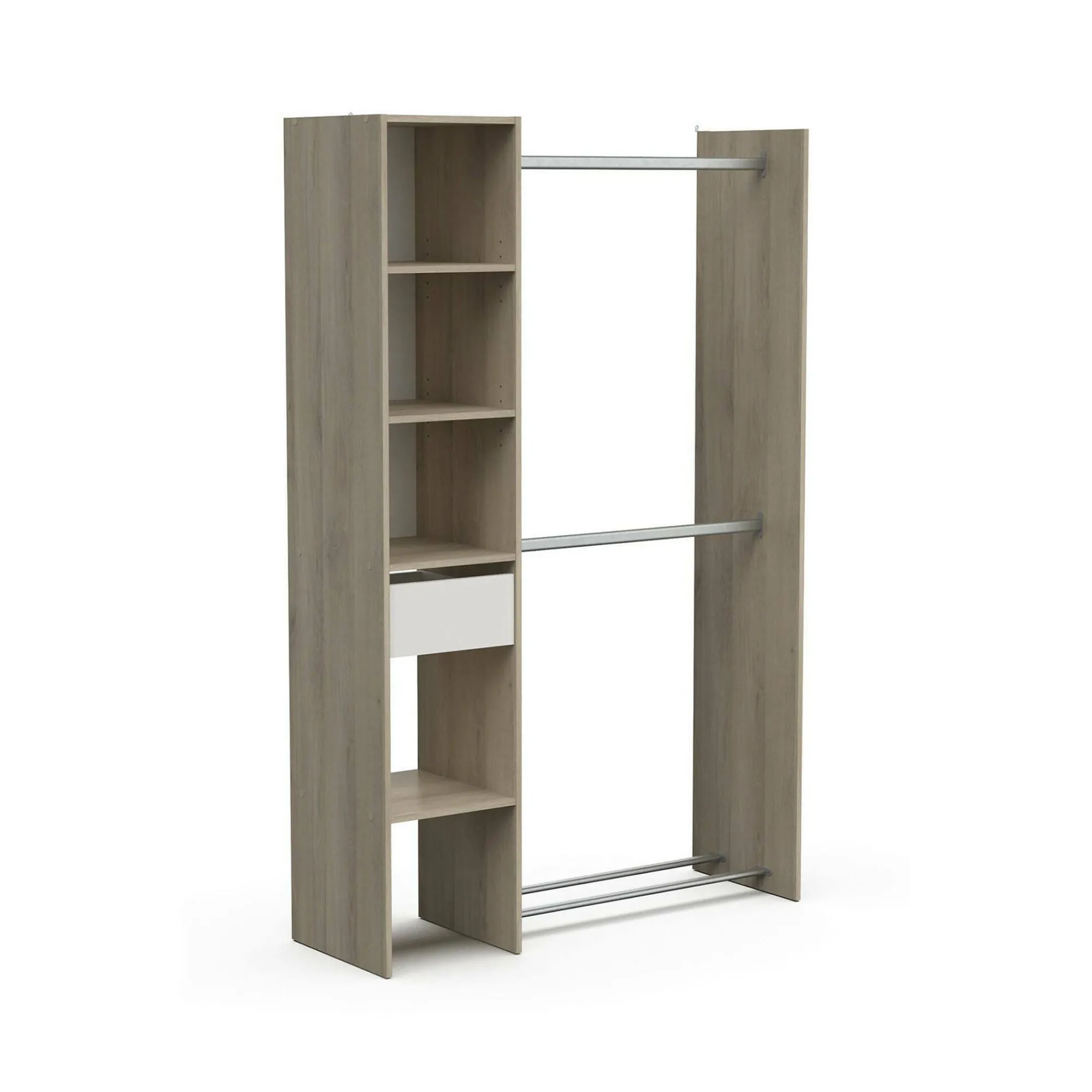 Guardaroba grande Floriana, 118x40 h183 cm, Rovere e Bianco opaco<Dmora Discount