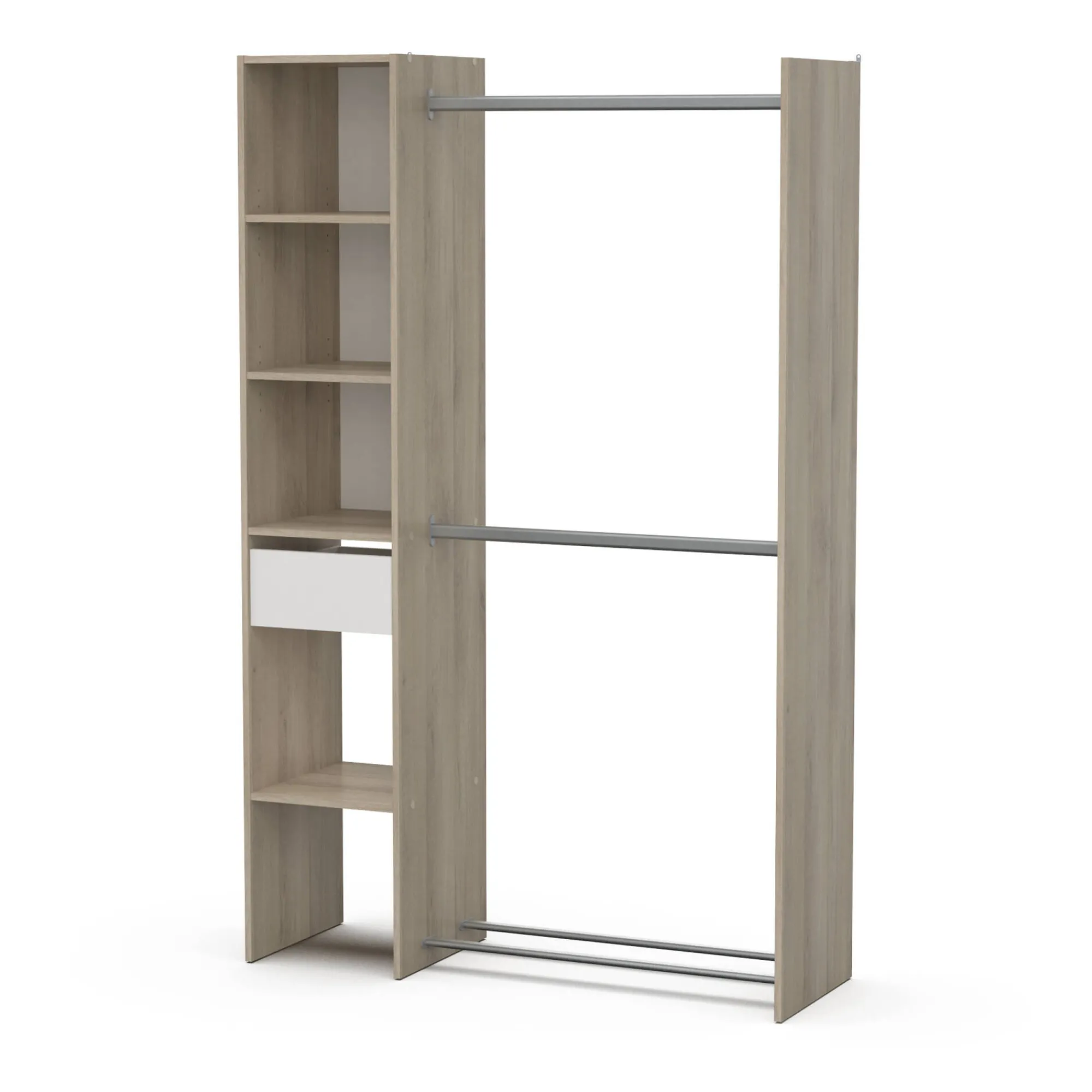 Guardaroba grande Floriana, 118x40 h183 cm, Rovere e Bianco opaco<Dmora Discount