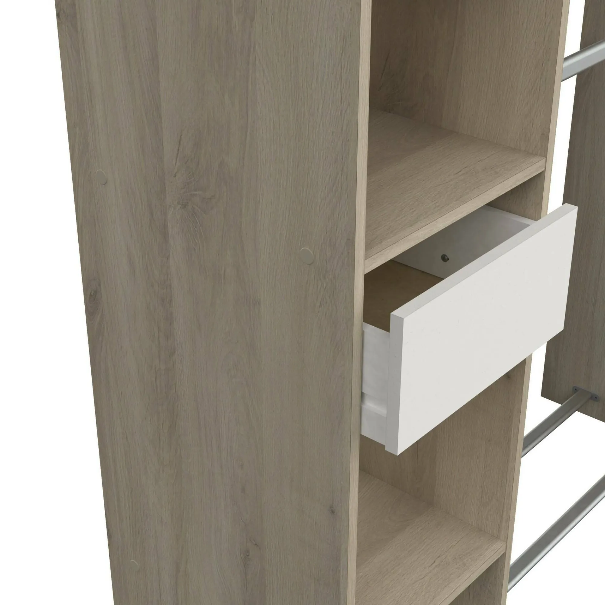 Guardaroba grande Floriana, 118x40 h183 cm, Rovere e Bianco opaco<Dmora Discount