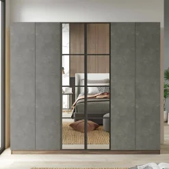 Guardaroba grande Gaja, 208x50 h184 cm, Marrone e Grigio<Dmora Outlet