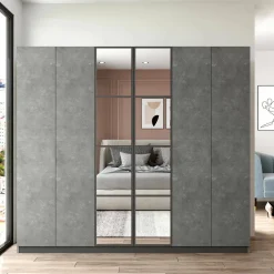 Guardaroba grande Gaja, 208x50 h184 cm, Antracite e Grigio<Dmora Flash Sale