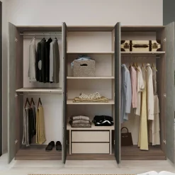 Guardaroba grande Gaja, 208x50 h184 cm, Marrone e Grigio<Dmora Outlet
