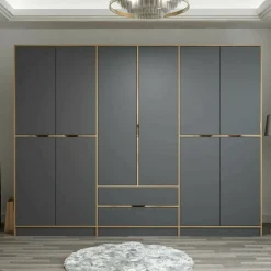 Guardaroba grande Gaspard, 277x52 h208 cm, Nero e Oro<Dmora Online