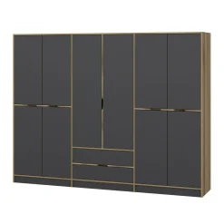 Guardaroba grande Gaspard, 277x52 h208 cm, Nero e Oro<Dmora Online