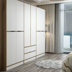 Guardaroba grande Gaspard, 277x52 h208 cm, Bianco e Oro<Dmora Cheap
