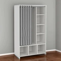Guardaroba grande Jal, 48x105 h180 cm, Bianco e Grigio<Dmora Clearance