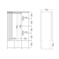 Guardaroba grande Jal, 48x105 h180 cm, Bianco e Grigio<Dmora Clearance