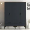 Guardaroba grande Katrin, 160x201h48 cm, Noce e Antracite<Dmora Fashion
